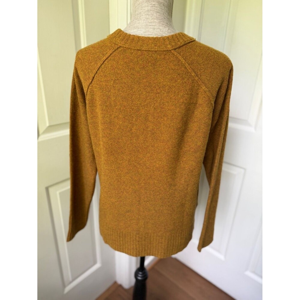 J. Crew 100% Wool Carmel/Mustard Cable Knit Sweater Medium - Picture 3 of 5